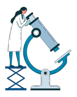 Pharmacologist looking down microscope