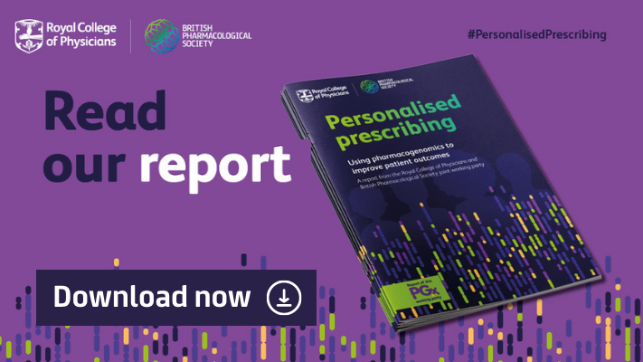 The front cover of the 'Personalised prescribing report' next to text that read 'Read our report - download-now'